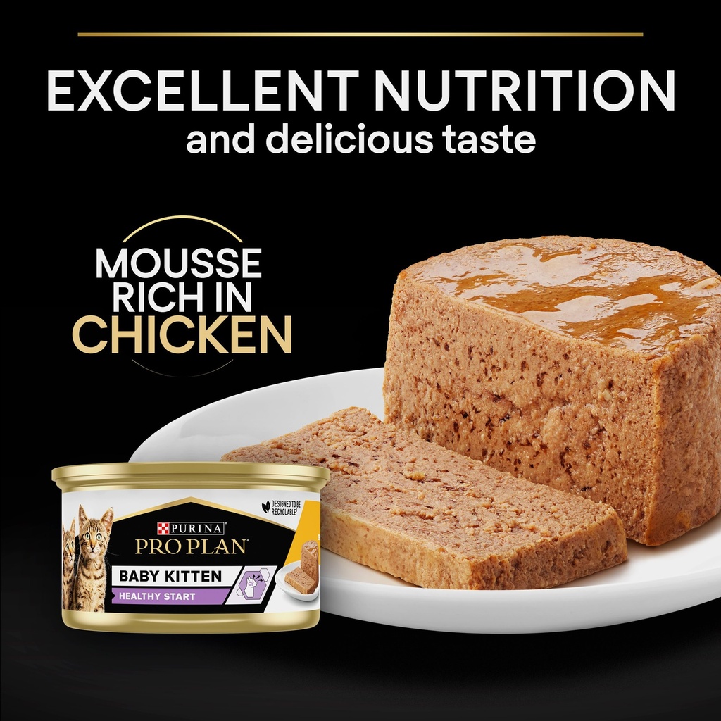 Pro Plan Baby Kitten Healthy Start Mousse Wet Cat Food Can with Chicken 85g
