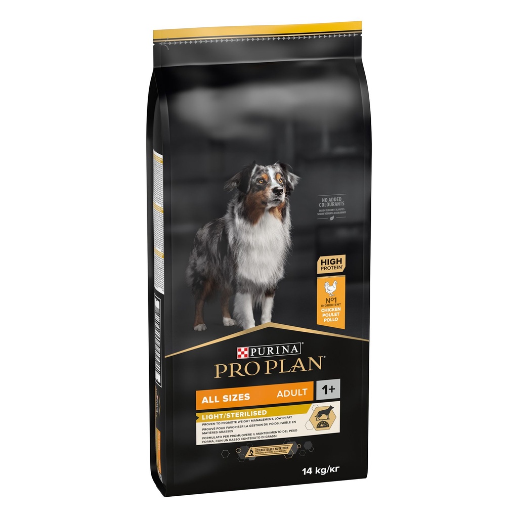 Pro Plan All Size Adult Light Sterilized Dry Dog Food with Chicken 14Kg