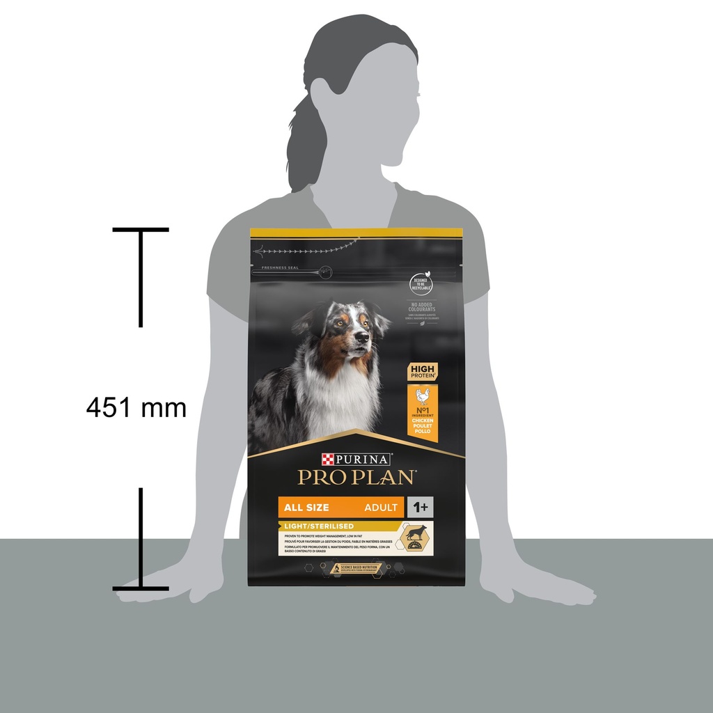 Pro Plan All Size Adult Light Sterilized Dry Dog Food with Chicken 3Kg