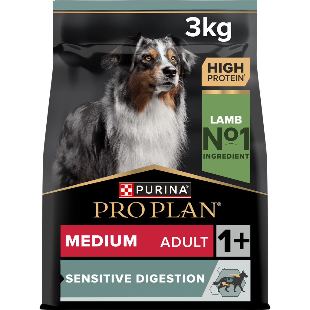 Pro Plan Medium Adult Sensitive Digestion Dry Dog Food with Lamb 3Kg