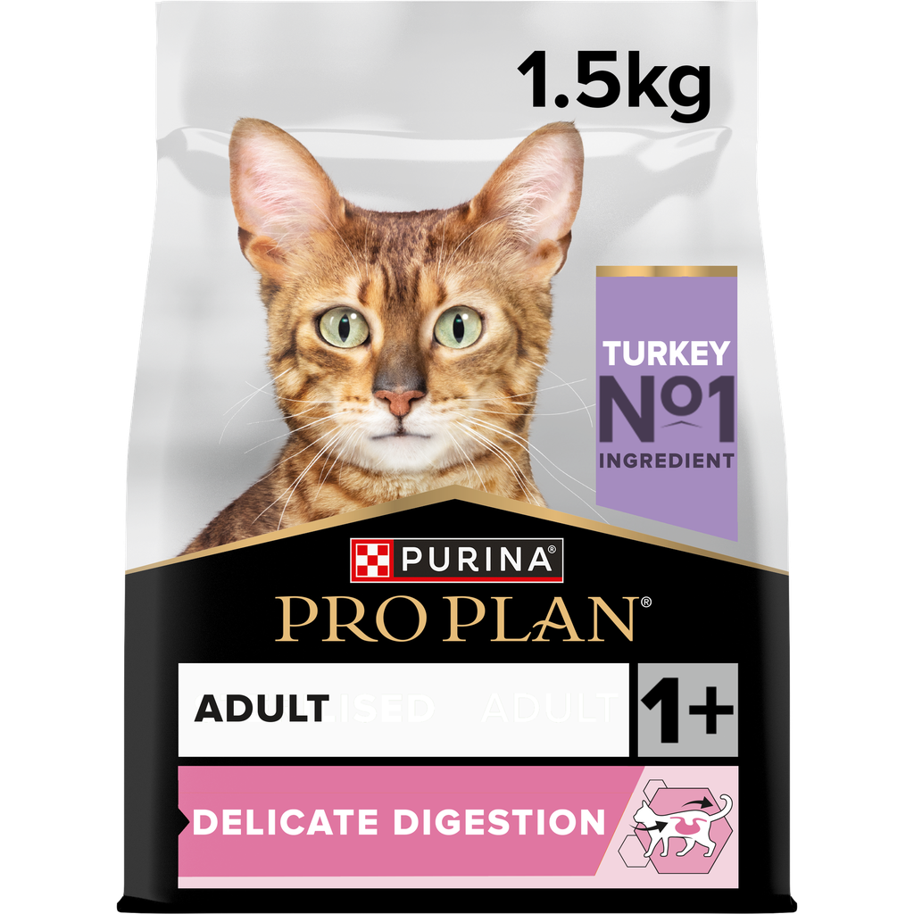Pro Plan Adult Delicate Digestion Dry Cat Food with Turkey 1.5Kg
